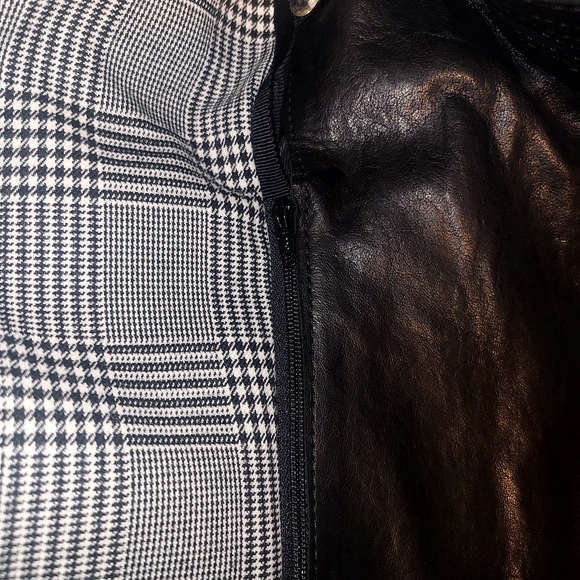 Veronica Beard Black Leather, Plaid Print Blazer Timeless Sophistication - Picture 11 of 11